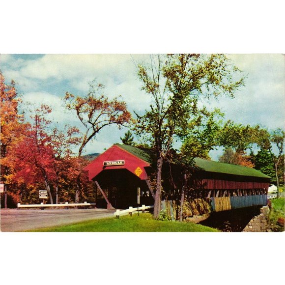 Famous Covered Bridge At Jackson New Hampshire Postcard Travel Souvenir Unposted - Picture 1 of 2